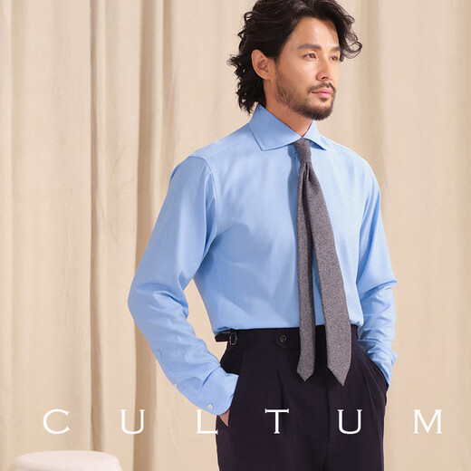 CULTUM温莎领免烫衬衫男商务正装修身长袖衬衣绅士西装打底 白色 白色扣子 L