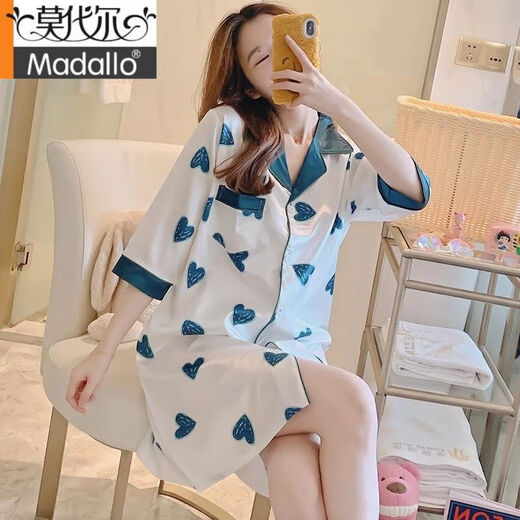 
Modal internet celebrity nightgown for women in summer thin ice silk short-sleeved shirt for women in summer cool silk home clothes CWS-9901# M [75-100Jin[Jin equals 0.5 kg]]