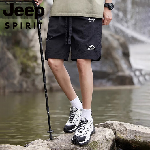 JEEP SPIRIT2025新款工装短裤女夏季薄款冰丝运动休闲中裤情侣户外五分裤男女 671黑色-女款 M