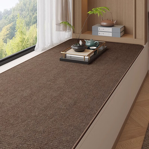 Fat Donglai's same style bay window mat, Japanese style simple linen woven window sill mat, universal for all seasons, non-slip and stain-resistant, customized bed oatmeal 80cm*240cm