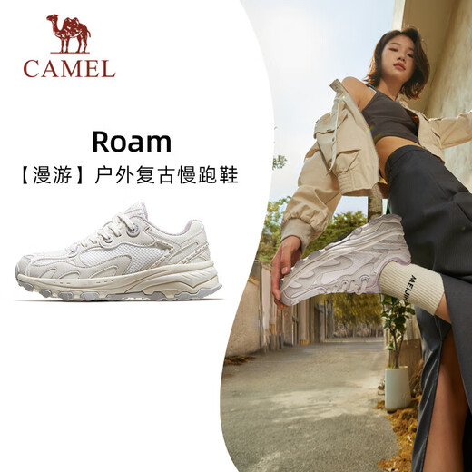 骆驼（CAMEL）漫游户外复古慢跑鞋女休闲运动 K23S09L7014-1 米白/香芋紫 38