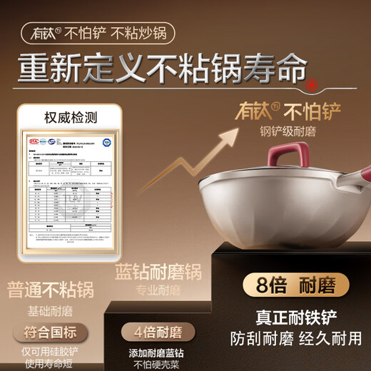 SUPOR wok has titanium and is not afraid of shoveling. The wok is non-stick and 8 times wear-resistant. The frying pan 30cm is universal and can be put into the dishwasher.