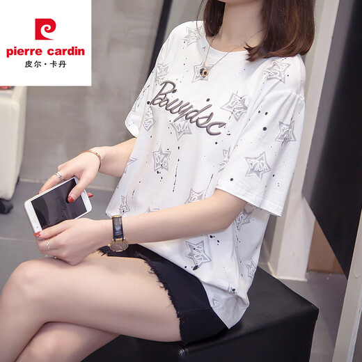 Pier Cardin 2025 Sommer Neues T-Shirt mit Kurzärärmel-Kurzarm-Baumwoll für koreanische Frauen im koreanischen Stil, schlanker und vielseitiger lässiger Fett MM Bauchabdeckung Top 9901 Grau M [ca. 80-95]