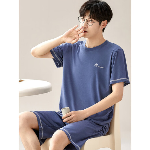 Yalu Modal Pajamas Мужская летние шорты с короткими рукавами с двумя частями.