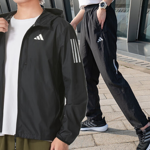 阿迪达斯（adidas）男运动装 新款健身训练时尚休闲梭织防风衣服 IN1483夹克+IP4472长裤 S