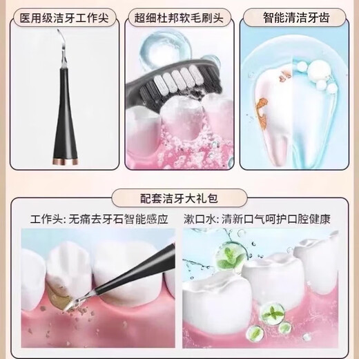 Xiaomi Baby Ultrasonic Teeth Cleaner Home Teeth Cleaner Dental Calculus Portable Cleaning Tooth Stain Tea Stains Dirt Calculus Artifact Flusher Tooth Cleaner Electric Toothbrush Haoyuebai 2 Brush Heads + Tip + Oral Mirror + USB Data Cable