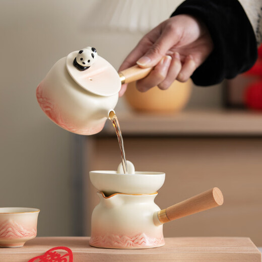 The Legend of the Pot is a special wedding gift for the newlyweds, a wedding tea set, a bride's best friend's engagement gift, a practical wedding gift - Panda Tea Set, Teapot Set + Plate (Small Suitcase)