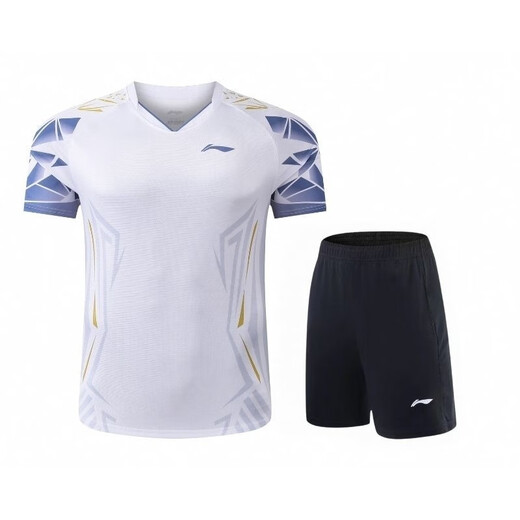 Ли Нин (Li-Rens) 2025 Новый конкурс спортивных футболок Badminton Sports Compet Skind Gold Armor выигрывает мужчины и женские же самые быстро сушитые звезды спортивной одежды 6625 Белый топ 4xl в стиле мужского