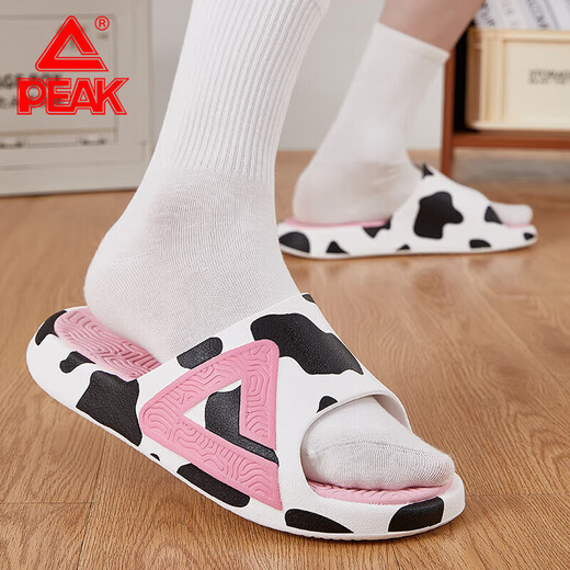 PEAK Slippers Pink Couple New Spring and Summer Sports Flop Women's Outdoor Beach Shoes Women's Shoes White/Black/Pink 41