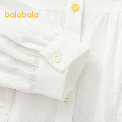 Balabala shopping mall same style baby long-sleeved shirt pure cotton white shirt girls autumn new top off-white 10302 90