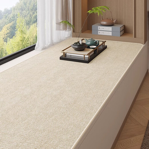 Fat Donglai's same style bay window mat, Japanese style simple linen woven window sill mat, universal for all seasons, non-slip and stain-resistant, customized bed oatmeal 80cm*240cm