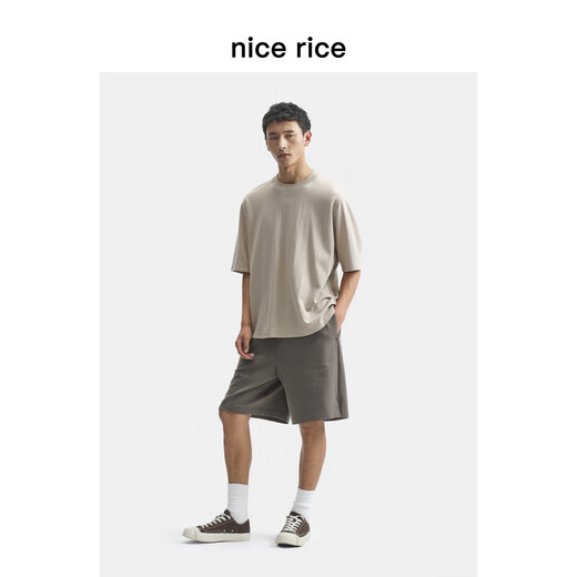 Schöner Reis 25 Sommer neues Produkt 270 g Fuß Oberschenkelschlitztextur Lose Strick Shorts NHX12102 Brown 270g s