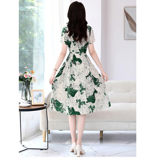 Vestido de seda de marca de alta gama OLJ para mujeres 2025 Summer Nuevo temperamento elegante y de moda Falda de encaje de seda de seda verde M