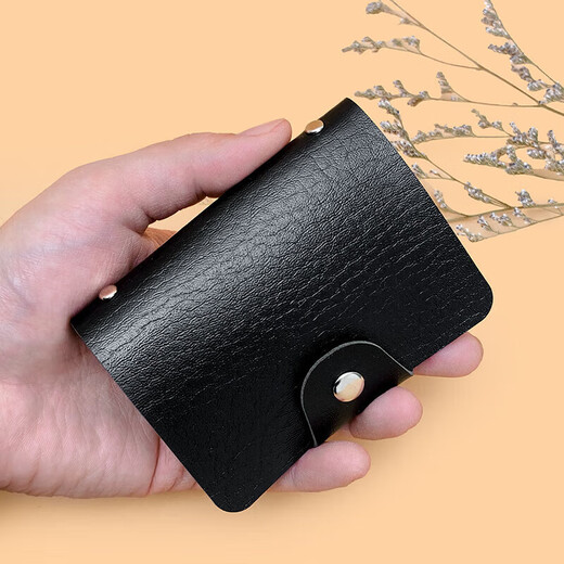 12 card slots card holder for men and women, ultra-thin mini wallet, multi-functional leather case, multi-card slot ID card holder, black, double-sided card insertable - 12 card slots