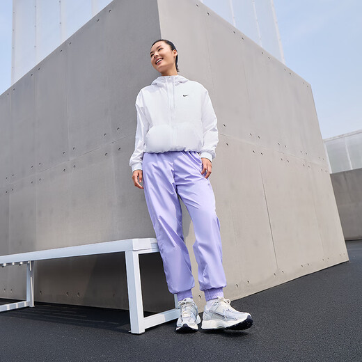 NIKE耐克女子宽松连帽夹克防晒衣夏季新款外套休闲官方NIKE FV6299 100白_黑 XS
