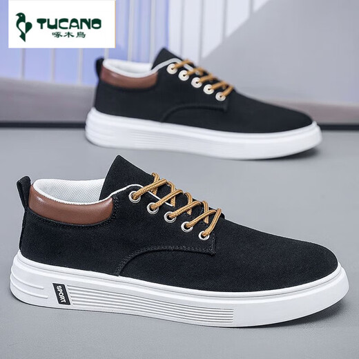 Woodpecker 2025 summer new breathable men's canvas shoes casual men's shoes students' shoes youth trendy shoes Hong Kong style cloth shoes khaki JL898 39