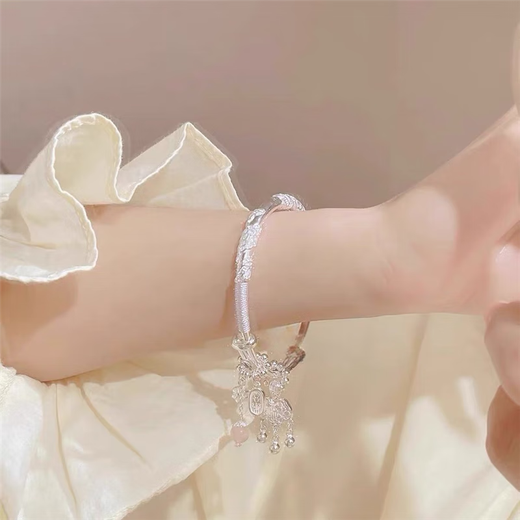 Blossoming sterling silver bracelet 9999 pure silver bracelet safe lock bracelet young style gift for girlfriend Mobius butterfly style 25g