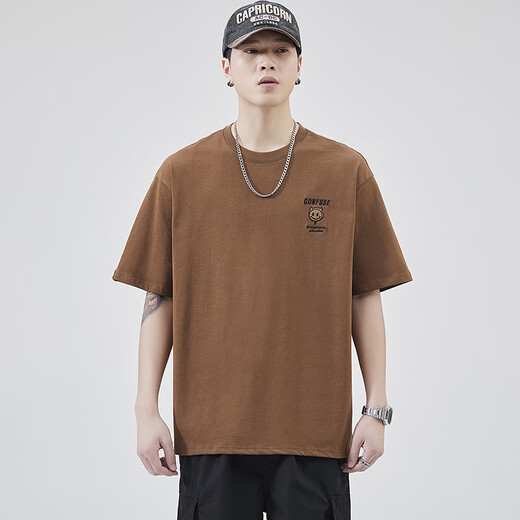 
Playboy American trendy short-sleeved T-shirt for men 2025 summer new loose casual versatile T-shirt embroidered round neck half-sleeved 5009# dark gray M [recommended 95~110Jin [Jin equals 0.5 kg] wear]
