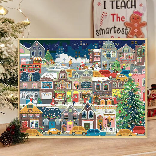 He Jiagong galison winter light Christmas digital oil painting DIY fill coloring hand-painted acrylic oil painting decorative hanging painting qx15841 60*70cm thick solid wood inner frame + decorative outer frame
