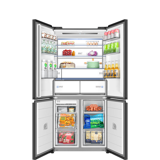 Midea Xiongdundun Pro 601 liter cross four-door flat screen fully embedded ultra-clean technology automatic ice making, taste and freshness preservation home smart large refrigerator BCD-601WUSIGPZM star magnetic gray