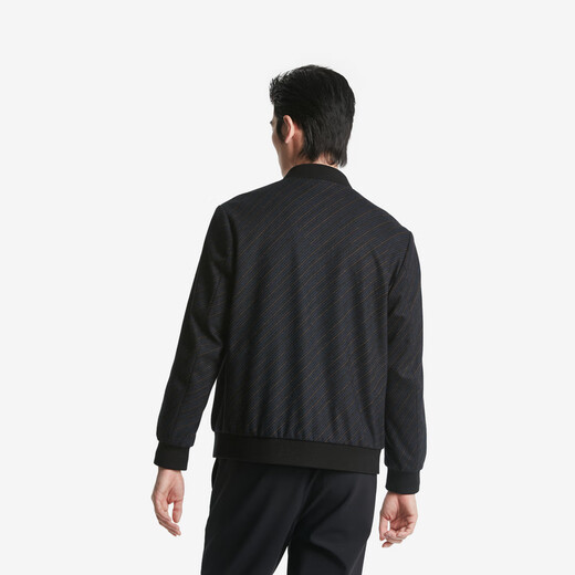 Jinba Jinba Chaqueta de cuello de béisbol de béisbol Business Casual Oblique Stripes Textura Mezcla de lana Campo Ejecutivo Ejecutivo BBWT3319 Deep Blue M