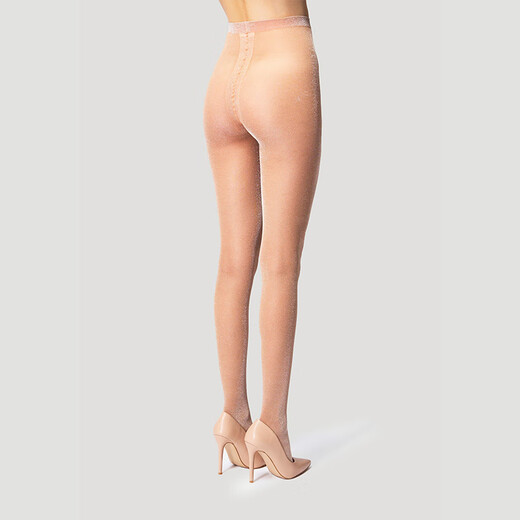 Wolford [новый продукт сезона] Wolford Shiny25d Shiny Metal Textured Cantyhose 17081 8115_Peach_silver xs