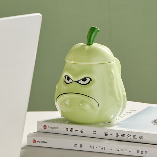 Wanjiaquan Creative Cartoon Chinese Valentine's Day Gift Water Cup Funny Wagua Cup Birthday Gift for Friends Cup Ceramic Mug Wagua Cup Color Box + Thumb + Shovel Spoon