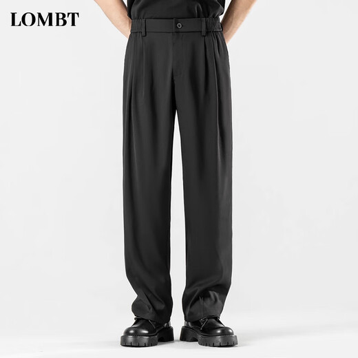 Lombt Anzughose Herbst Herbst vielseitig loses farbige High-End-einfache lässige langen Hosen LF02 Schwarz XL