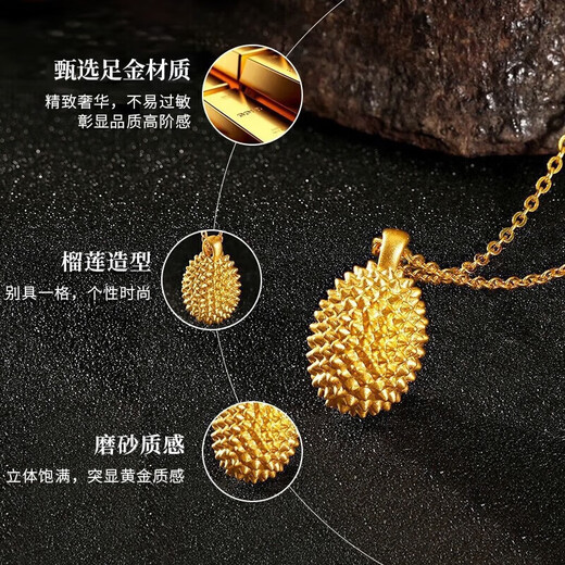 China Gold Gold Durian Gold Necklace Women 2025 New Pure Gold Pendant Girls Birthday Gift Girlfriend Wife Wedding Anniversary Durian Pure Gold Pendant Free Silver Chain Jingsuda