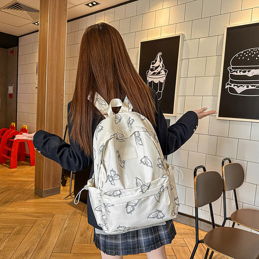 Japanese girl butterfly backpack student ins style college student junior high school school bag large capacity travel backpack white