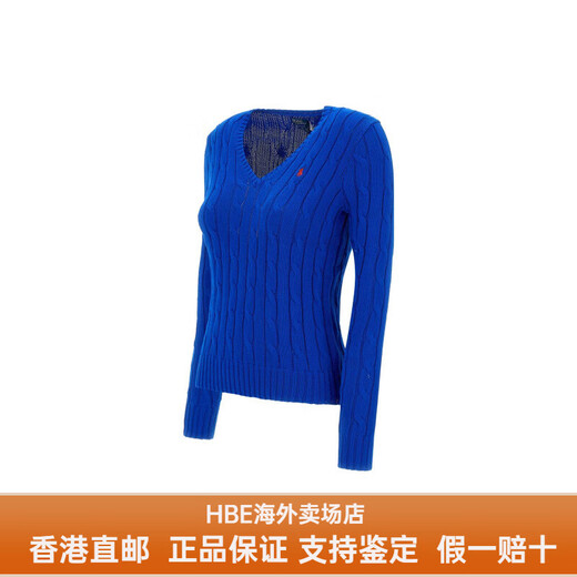 Polo Ralph Lauren拉夫劳伦女士毛衣纯色粗绞花V领针织毛衣女士送女友男友 宝蓝色 XS