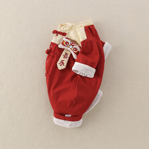 G.duck Little Yellow Duck Full Moon Baby Clothes Spring and Autumn Chinese Style Baby One Year Old Dress Red Hundred Days Peace and Joy Harness Red 80cm 80 size recommended 6-9 months 14-20Jin Jin is equal to 0.5 kg c
