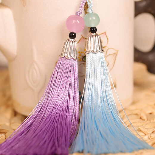 Threaded tower type tassel earrings tassel packaging pendant antique pendant handicraft diy jewelry accessories sky blue