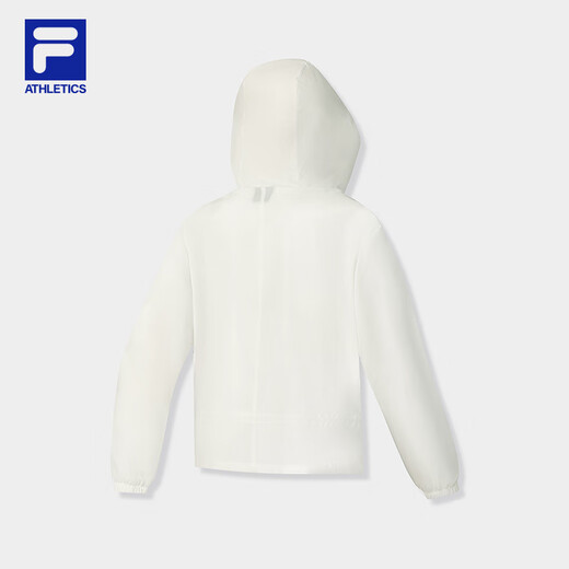 FILA 斐乐官方女士梭织外套2025秋新款户外运动宽松防晒连帽上衣 雪白-WT S 160/80A/S