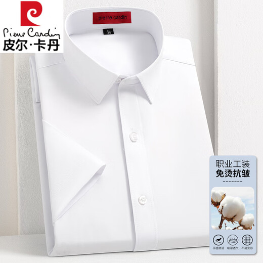 Pier Cardin Camiseta de algodón de algodón de terciopelo de alta gama para hombres en el verano 2025 Nuevo negocio de mediana edad de mediana edad Camisa antideslizante sin recipiente Blanco 9201T 38 [sugerido 90-110Jin [Jin iguala 0.5 kg]]