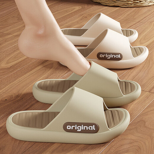 Shangfen Slippers Men's Men's 2025 Новый летний внутренний дом, домашний домашний, антионорный антиодор и сандалии с толстым накрытом для женщин, носящих хаки 42-43, подходящие для 41-42 (внутренняя длина 260 мм)