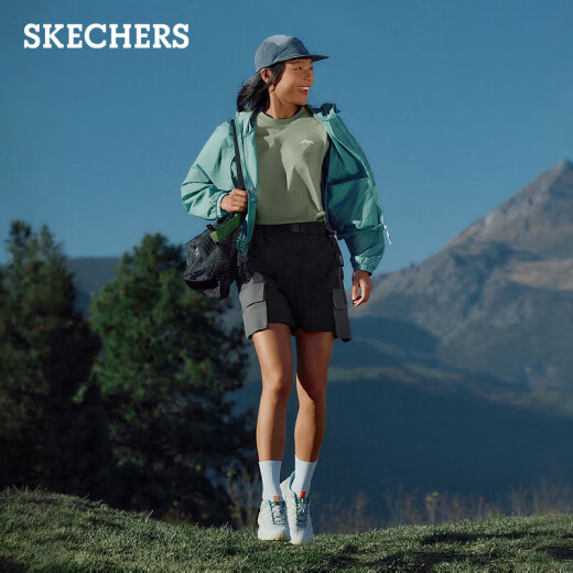 斯凯奇（Skechers）梭织连帽防晒服2025新款夏男女款柔软舒适轻薄时尚运动外套 淡蓝青色_05KG S