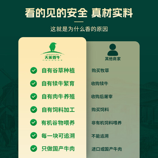 天莱香牛新疆有机牛腱子肉1斤谷饲国产牛肉生鲜酱卤牛肉清真【真原切】