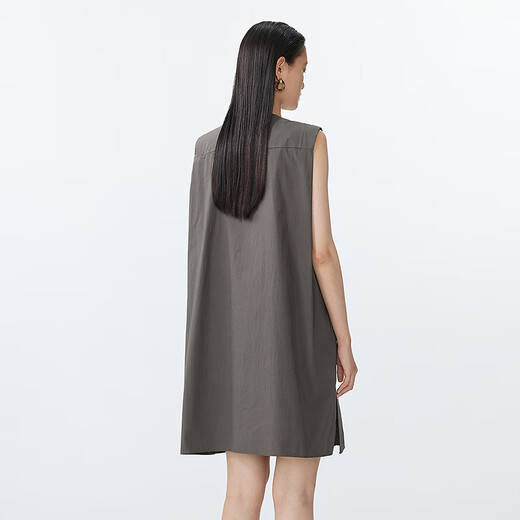 Jnby/Jiangnan Buyi 25 Sommer Neues chinesisches Kleid gerade ärmellose runde Hals weich und bequem 5p5g13570 255/Grüner Kaffee M.