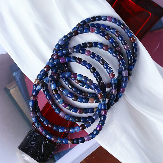 DOLD Natural Old Mine Shu Jilai Interstellar Blue Purple Straight Cut Bracelet Women's Suji Stone Shu Jilai Crystal Jewelry About 4MM Send One Shu Jilai/Su Jishi