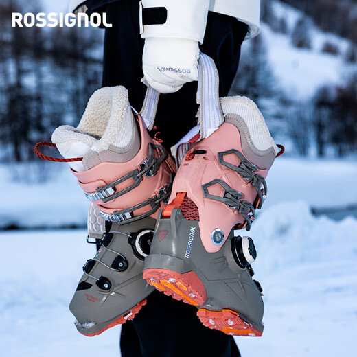 ROSSIGNOL【金鸡】25/26新款女士双板滑雪鞋ALLTRACK全地域BOA快穿专业雪鞋 卡其色/蜜桃粉(硬度90) 36 /36.5