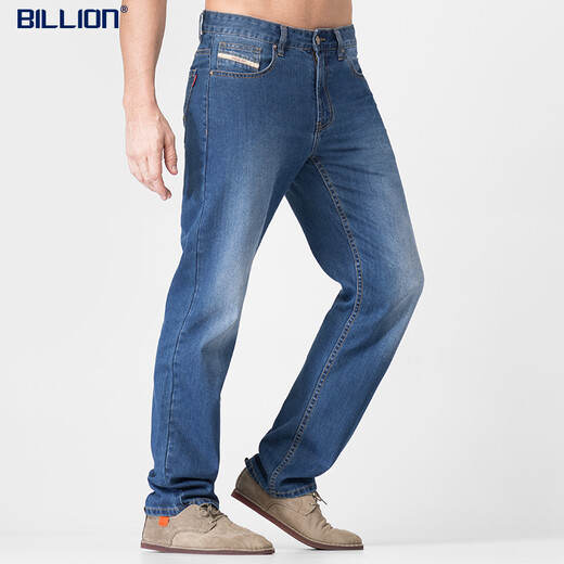 
BILLION summer jeans men's straight thin fast dry cool casual pants mid-waist and breathable and easy to care J19674 674 medium blue (76 inner length) 34 (2.67 feet)