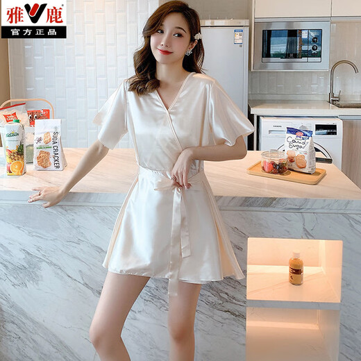Pajamas yalu pour femmes au printemps et à l'émulation d'émulation en soie à manches courtes à manches courtes à manches mignonnes mignonnes glace mignonne de style coréen de style coréen