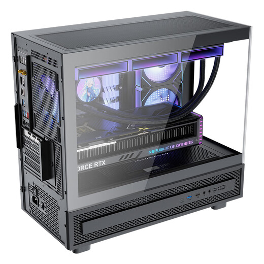 Thermaltake（Tt）钢影透S-M 海景房机箱 电脑主机 黑色（M-ATX主板/支持360水冷/9风扇位）