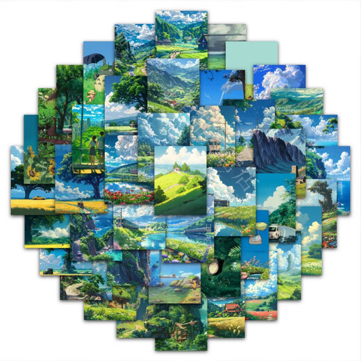 Modou Shenghuo 126 Miyazaki Hayao's Summer Scenery Stickers ins Decorative Avatar Handbook Mobile Phone Computer Waterproof Stickers Limited Time Promotion Miyazaki Hayao's Summer *63 Photos Not Duplicate