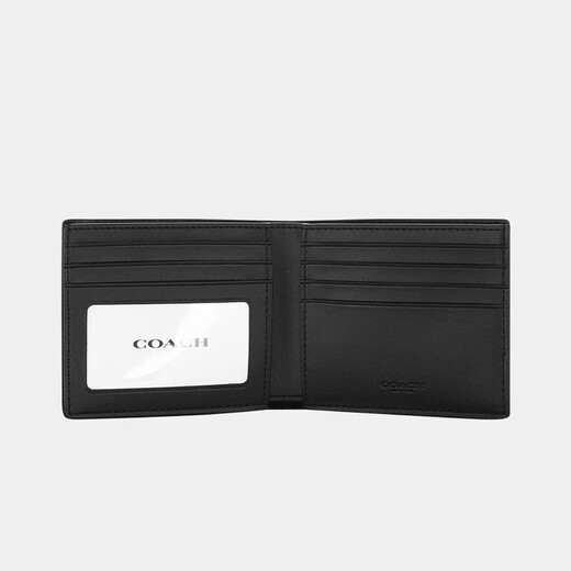 COACH JD Outlet Brand Direct Supply Men's Short Folding Wallet Card Holder Gray Chinese Valentine's Day Gift