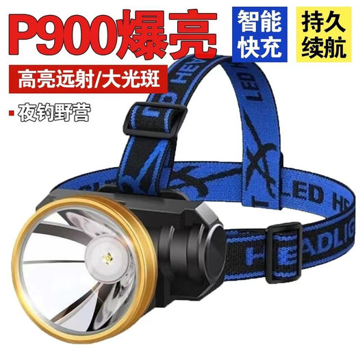 完壮LED头灯强光超亮头戴式手电筒户外家用远射充电夜钓鱼小氙气矿灯5 充电式[MGD9900]中配高亮 白光款+大容量锂电[带充电线+头