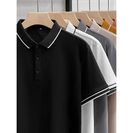 
Playboy (PLAYBOY) short-sleeved T-shirt for men's summer new POLO Paul shirt men's short-sleeved business casual lapel t-shirt top Y7027 black M /80-Jin [Jin equals 0.5 kg]