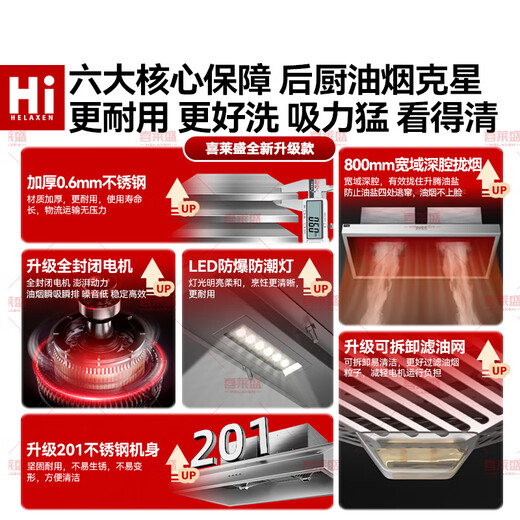喜莱盛（XLS）商用油烟机油烟净化过滤分离低空厨房饭店餐饮油烟净化油烟机小型饭店厨房不锈钢排烟罩 0.8米丨16风口直径丨单风机680瓦 包含安装