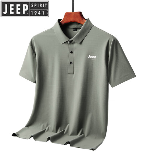 
JEEP SPIRIT Jeep 2025 ice silk short-sleeved T-shirt men's summer thin. Business traceless POLO shirt dad summer lapel top 6629 black M -110Jin [Jin equals 0.5 kg]